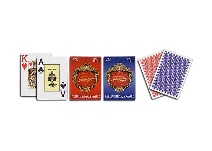 Карты игральные Fournier 818 Linen Finish Jumbo Index (red blue) (ВР_КИФ818) - фото 4