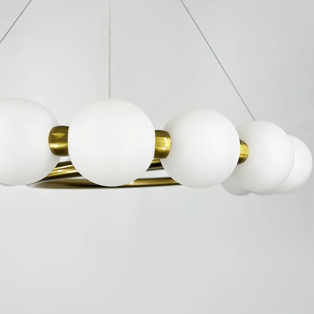 Подвесная латунная люстра с белыми шариками Ø 60 см | Ст. F 603-600 AB | Line F - фото 7