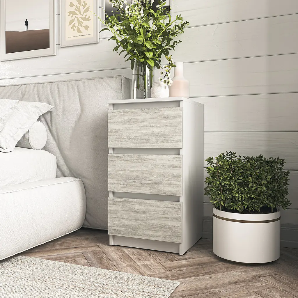 Тумбочка на 3 шухляди Moreli T-216 Ш400/В758/Г398 Білий-Бетон