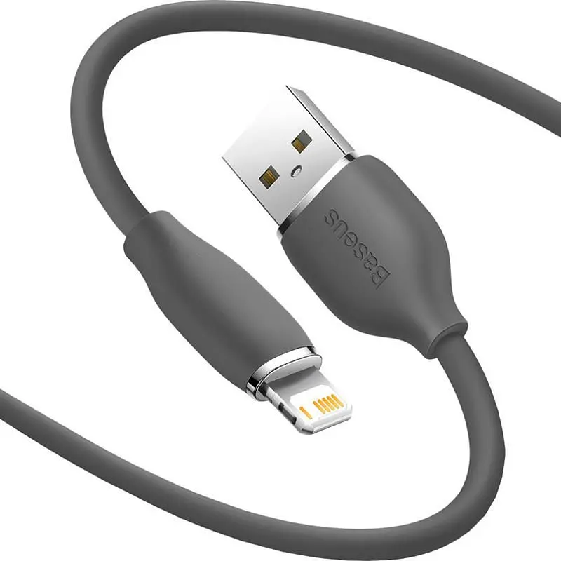 Кабель Baseus Jelly Liquid Silica Gel USB - Lightning (M/M), 2.4 A, 2 м, Black (CAGD000101) - фото 2