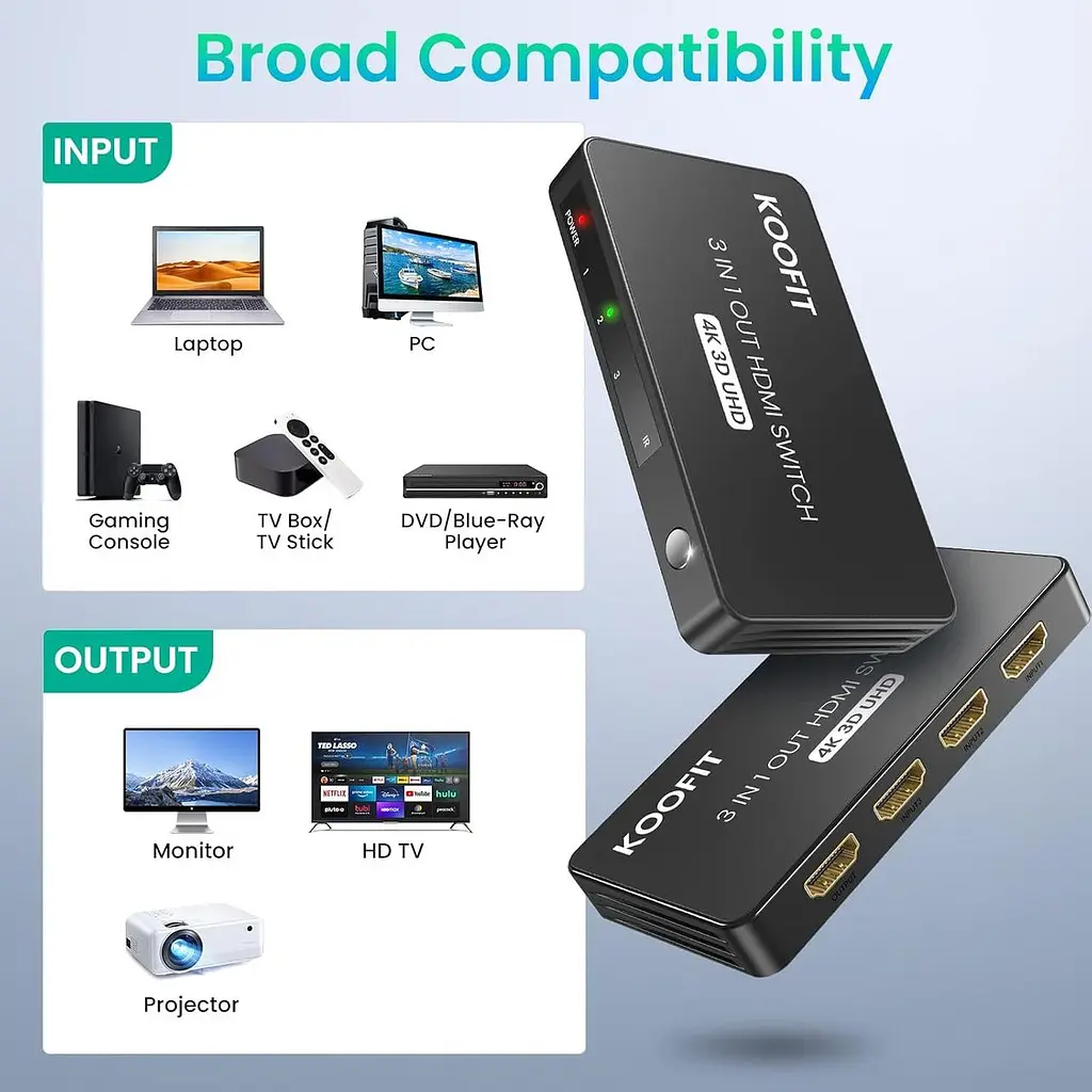 HDMI-перемикач 4K на 3 входи та 1 вихід із пультом - фото 3