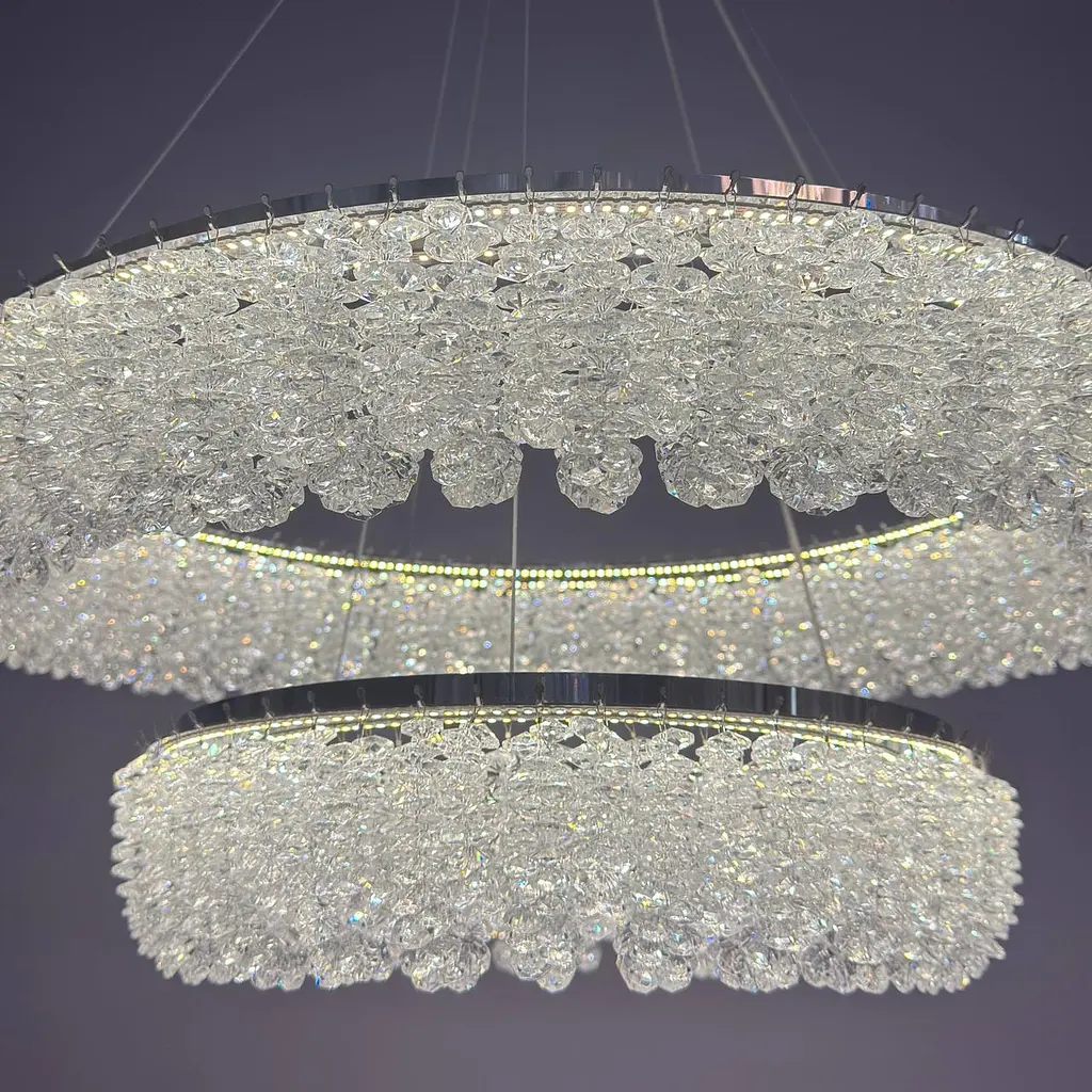 Підвісна кришталева LED-люстра для вітальні Linisoln 7903-60×40 140 Вт хром із димером до 20 м2 - фото 4