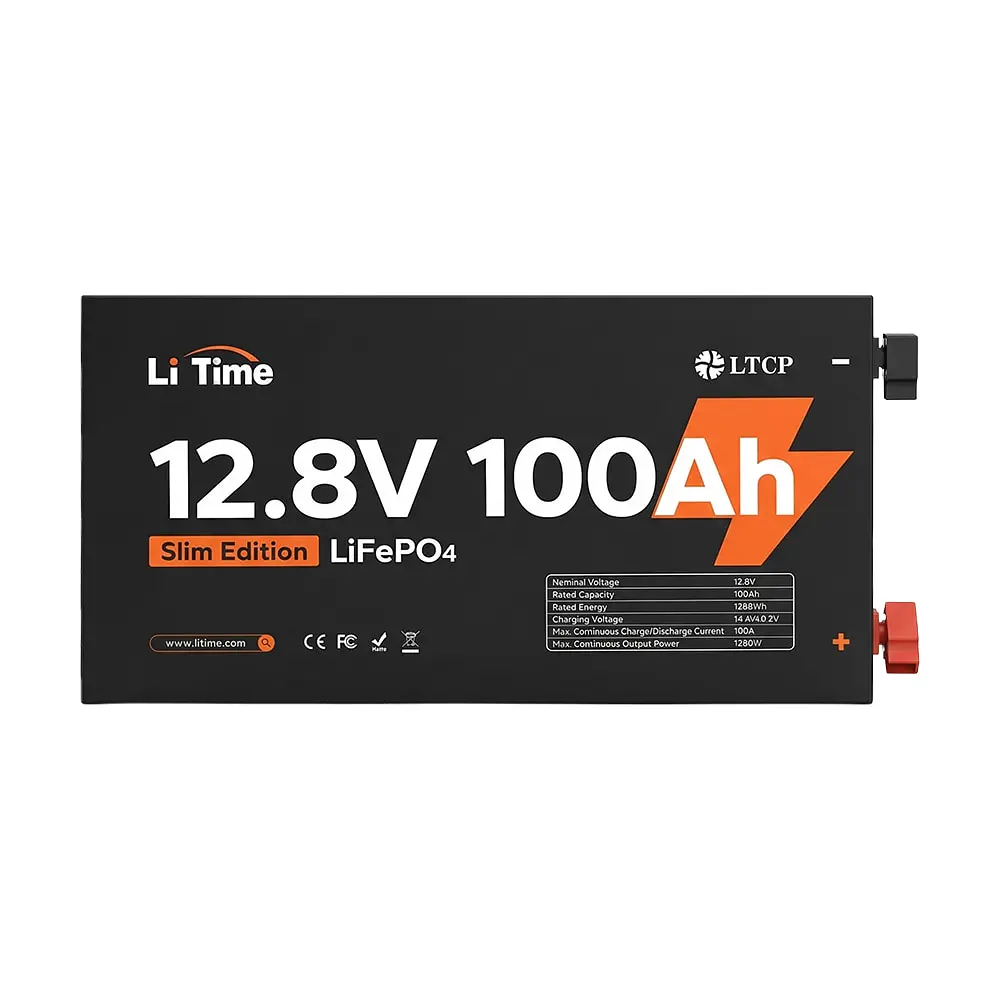 Акумуляторна батарея літій-залізо-фосфатна 12.8В 100А*год LiFePO4 LiTime Slim 12V100-100-SLIM-LTCP-4-SE100 ультратонка (44-00531) - фото 3