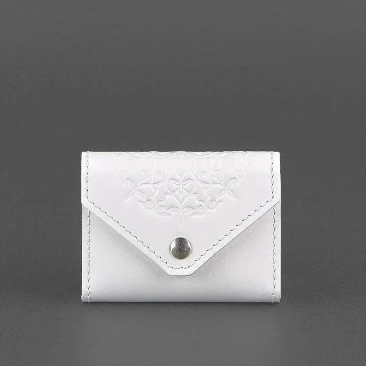 Жіночий шкіряний кард-кейс 3.0 (Гармошка) Білий з мандалою - фото 6