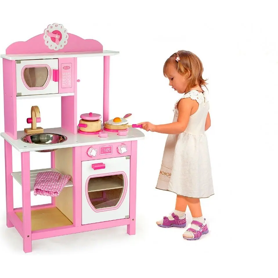Детская кухня Viga Toys из дерева бело-розовая (50111) - фото 2