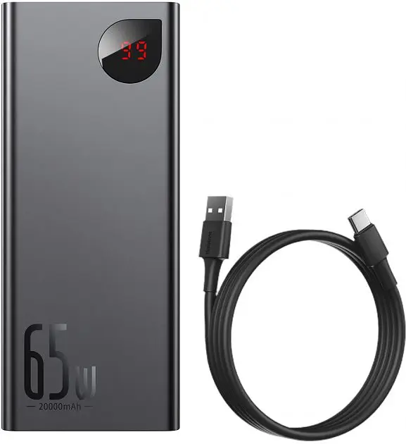 Зовнішній акумулятор Baseus Adaman Metal Digital Display 20000mAh 65W Black (PPIMDA-D01) [68284] - фото 7