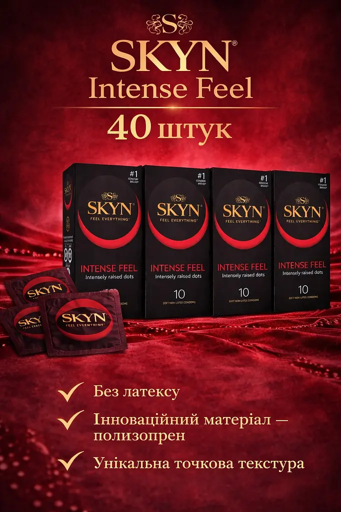 Презервативи SKYN Intense Feel 40 шт — безлатексні з точковою текстурою, максимум відчуттів - фото 2