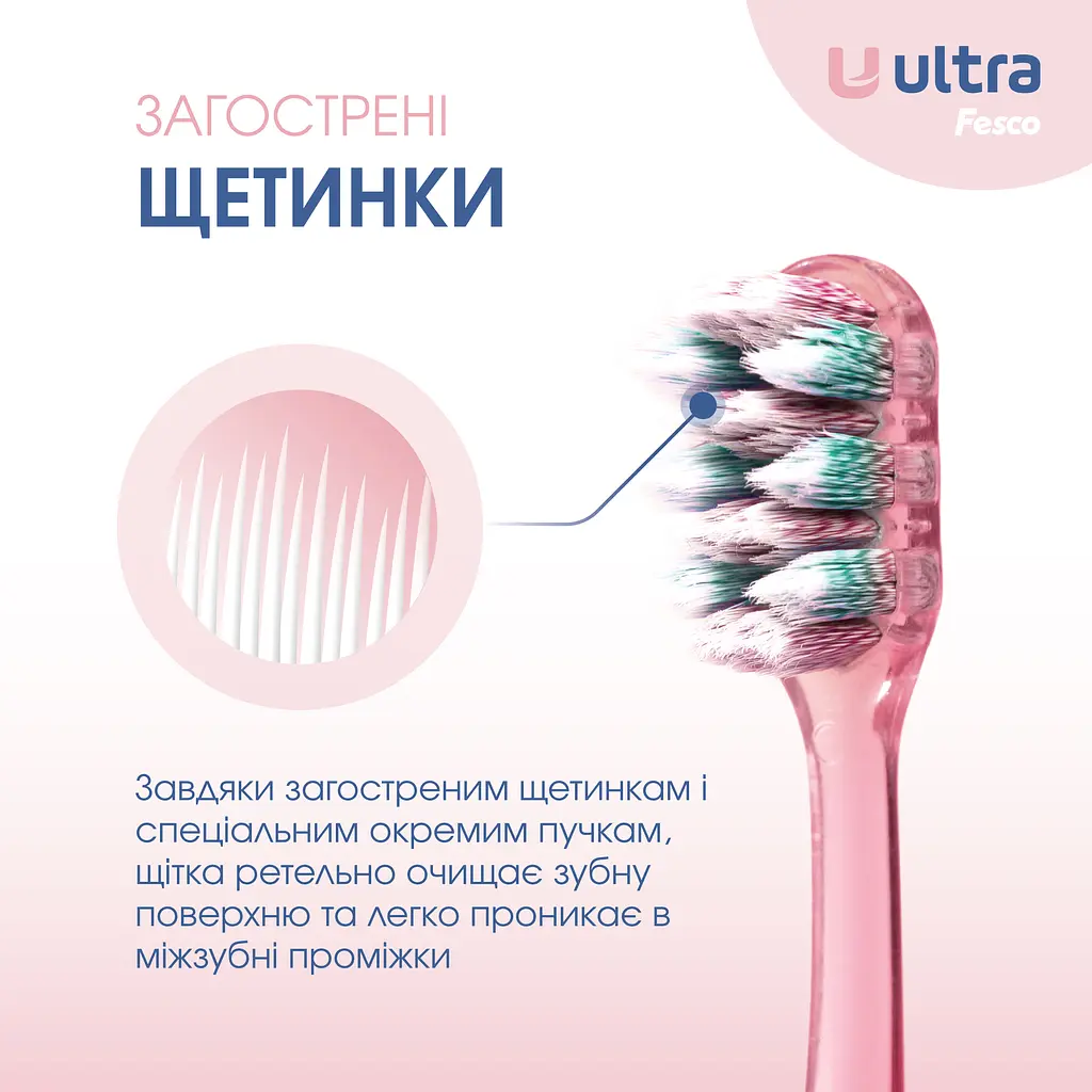 Зубна щітка Fesco Ultra Multibrush рожева - фото 2