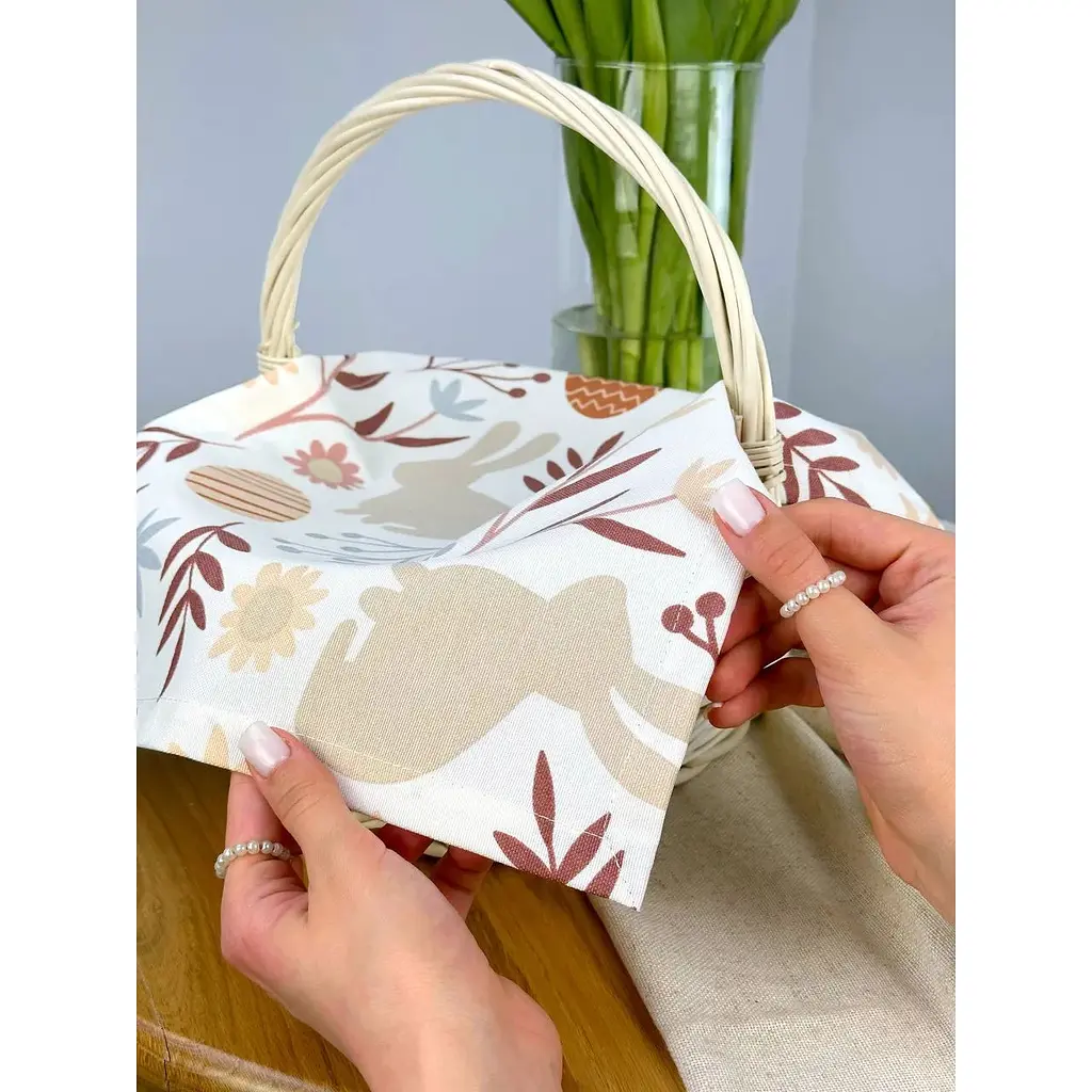 Пасхальное полотенце водоотталкивающее для корзины Пасхальные зайчики 40х30 см Белый - фото 4