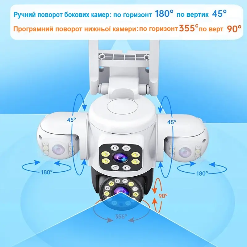 Вулична WiFi IPкамера Yoosee24-6K  12Мп  біло-чорна 3 незалежних об'єктиви поворотні - фото 2