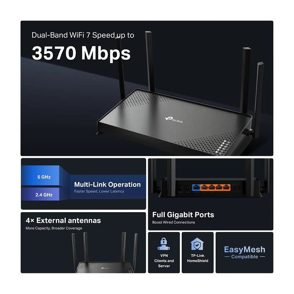 Маршрутизатор TP-Link Archer BE220 (ARCHER-BE220) - фото 5