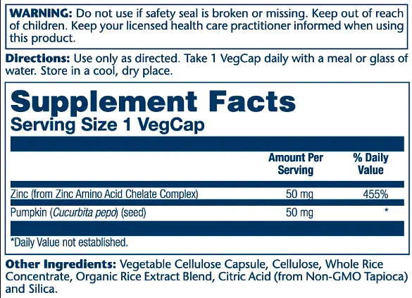 Цинк хелат, Zinc 50mg - 100 vcaps - фото 2
