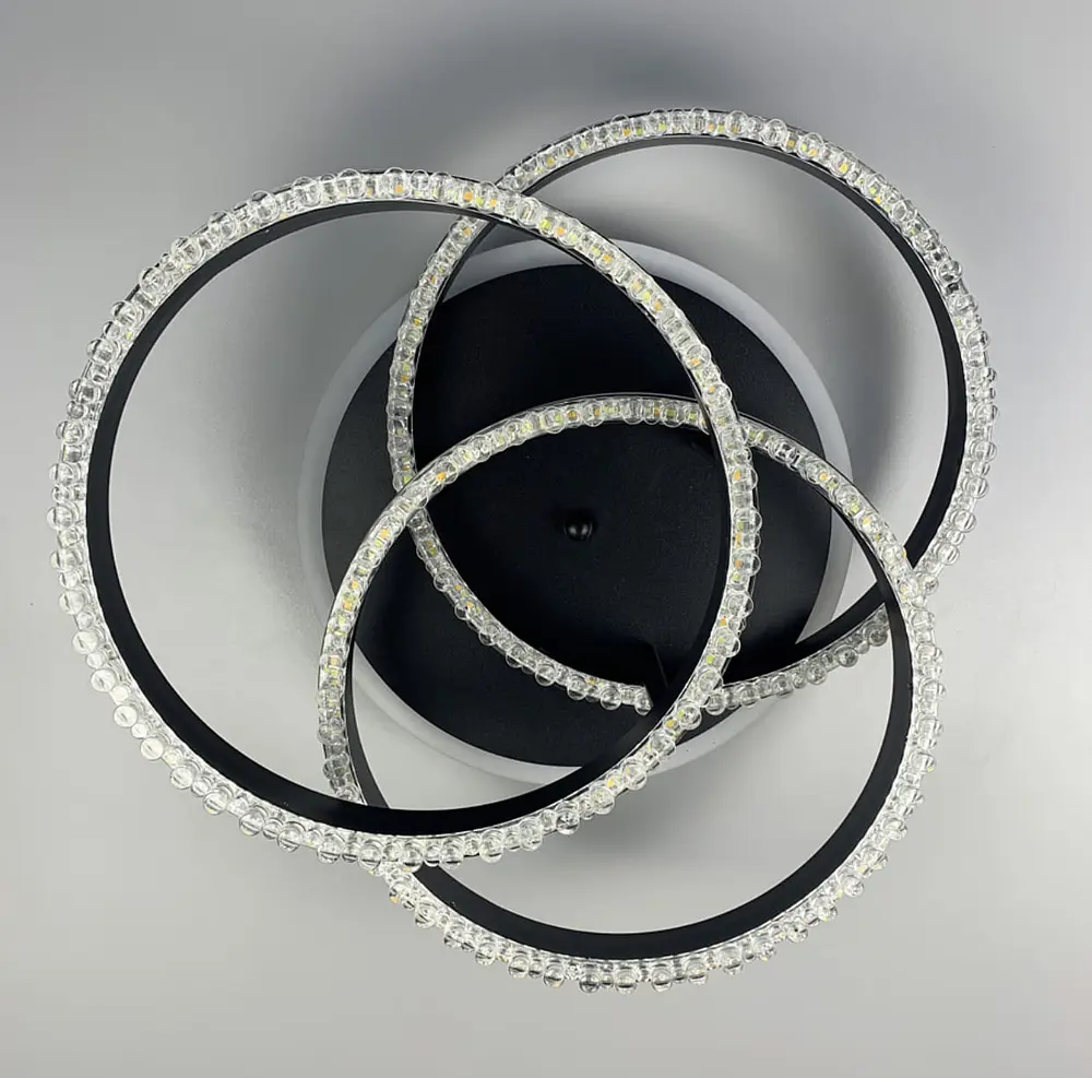 LED світильник чорний на 3 кільця з хромованою смужкою d30 см Line.F A 55063/3С RGB BK+CR - фото 5