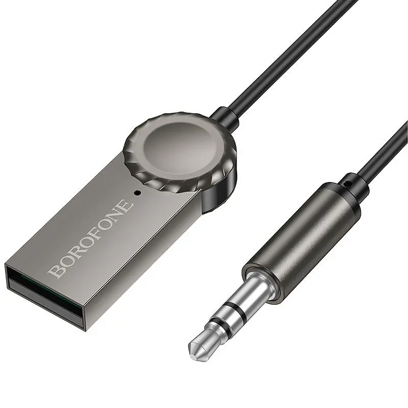 Bluetooth аудіо ресивер Borofone BC56 Peaceful (AUX 3.5mm+USB-A) Metal gray - фото 3