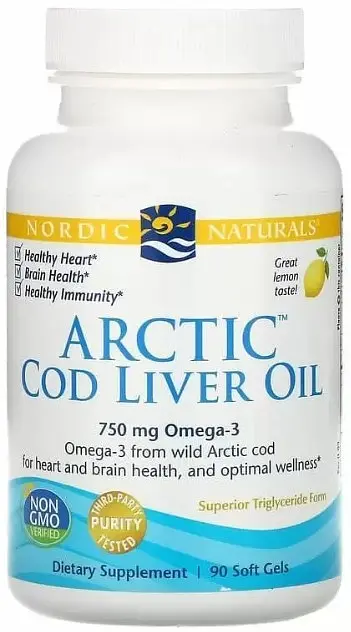 Риб'ячий жир з печінки тріски Nordic Naturals Cod Liver Oil 1000 мг 90 капсул Лимон
