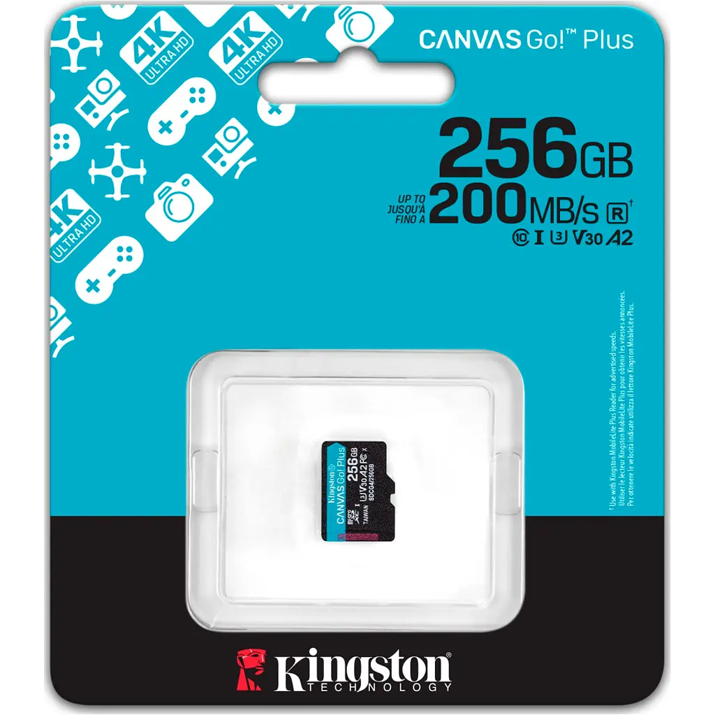 Карта пам'яті Kingston 256GB microSDXC сlass 10 UHS-I U3 V30 A2 Canvas Go Plus G4 (SDCG4/256GBSP) - фото 3