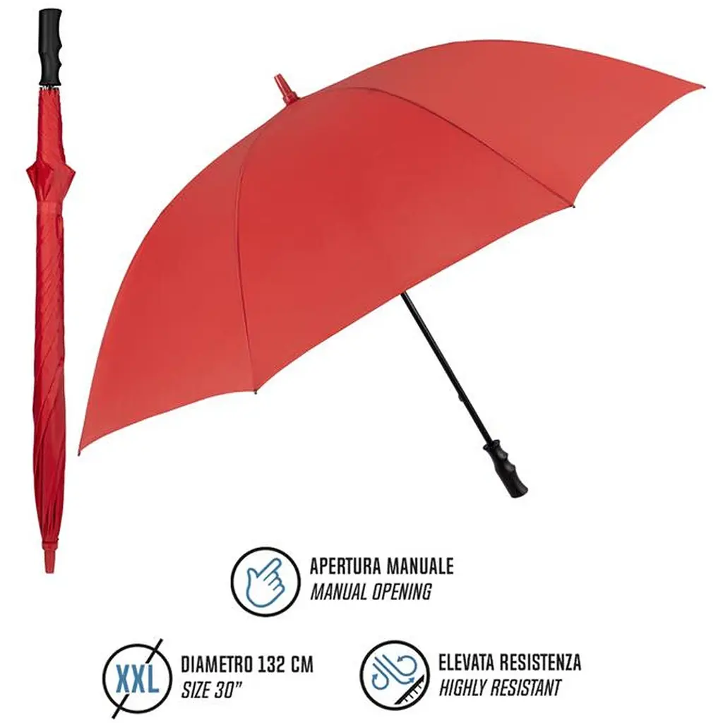 Зонтик-трость Perletti Golf XXL с системой антивитер красный (P96020-03) - фото 2