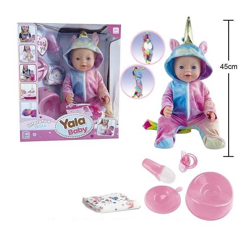Пупс інтерактивний, BL231A, 45 см, з аксесуарами, п’є з пляшечки, ходить на горщик - фото 2