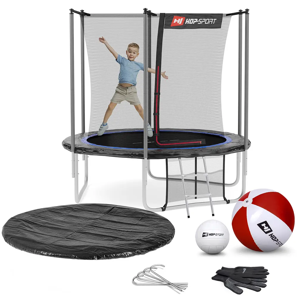 Батут Hop-Sport 8ft (244см) чорно-синій з внутрішньою сіткою - фото 4