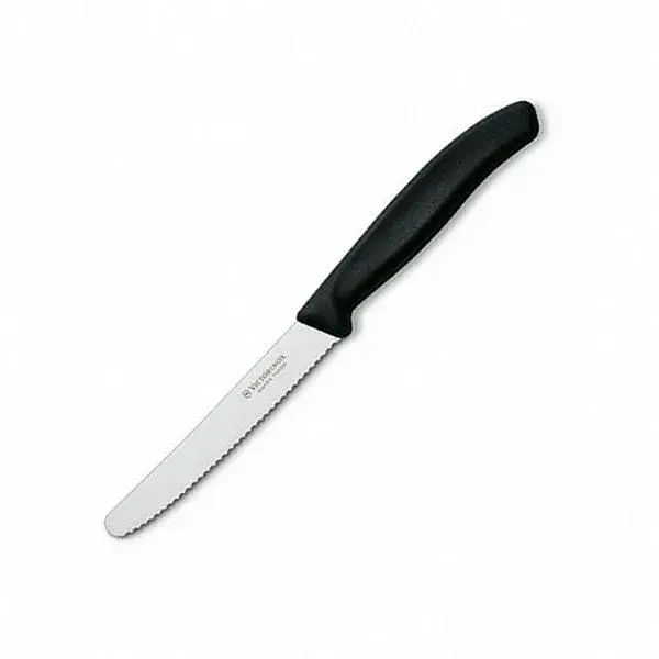 Кухонний ніж Victorinox SwissClassic для овочів 11 см, хвилясте лезо, чорний (6.7833)