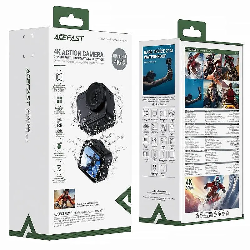 Екшн-камера Acefast X1 4K sports waterproof IPX8 Black - фото 6