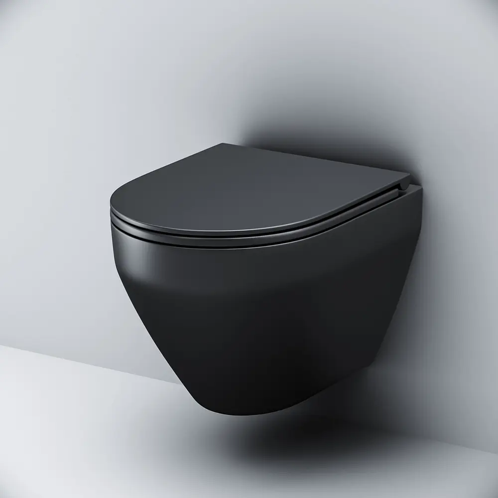 Унитаз подвесной FlashClean Am.Pm Spirit V2.0 с сиденьем микролифт black matt C701700MBSC, Черный матовый - фото 5