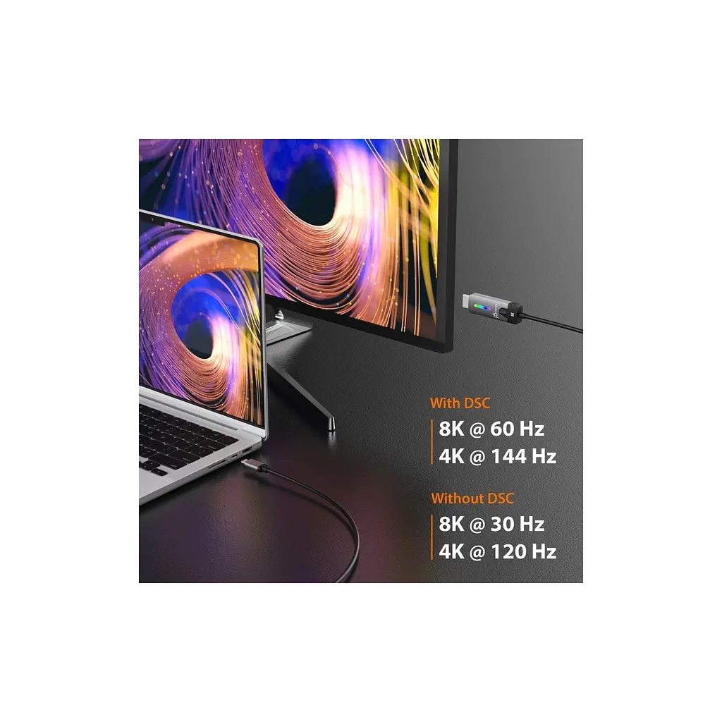 Кабель мультимедійний J5create USB-C - HDMI M 8K 60Hz LED RGB чорний 1.8 м (JCC157-N) - фото 6