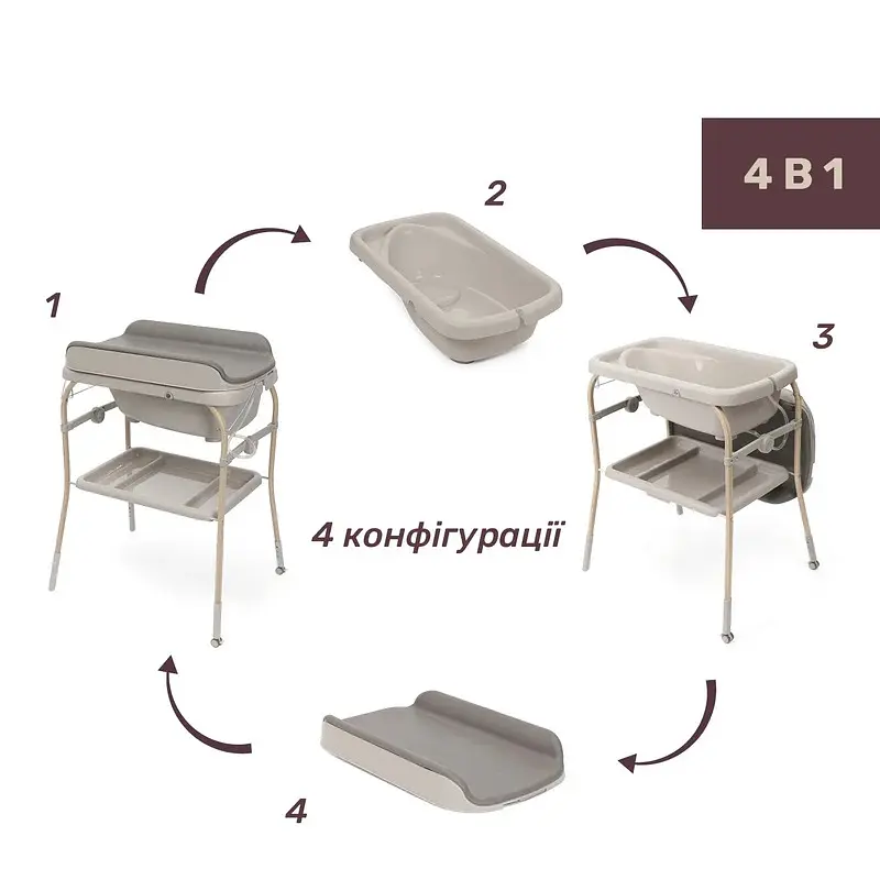 Столик для сповивання Chicco Soft Bubble Armonia з ванночкою темно-бежевий (87186.61) - фото 3