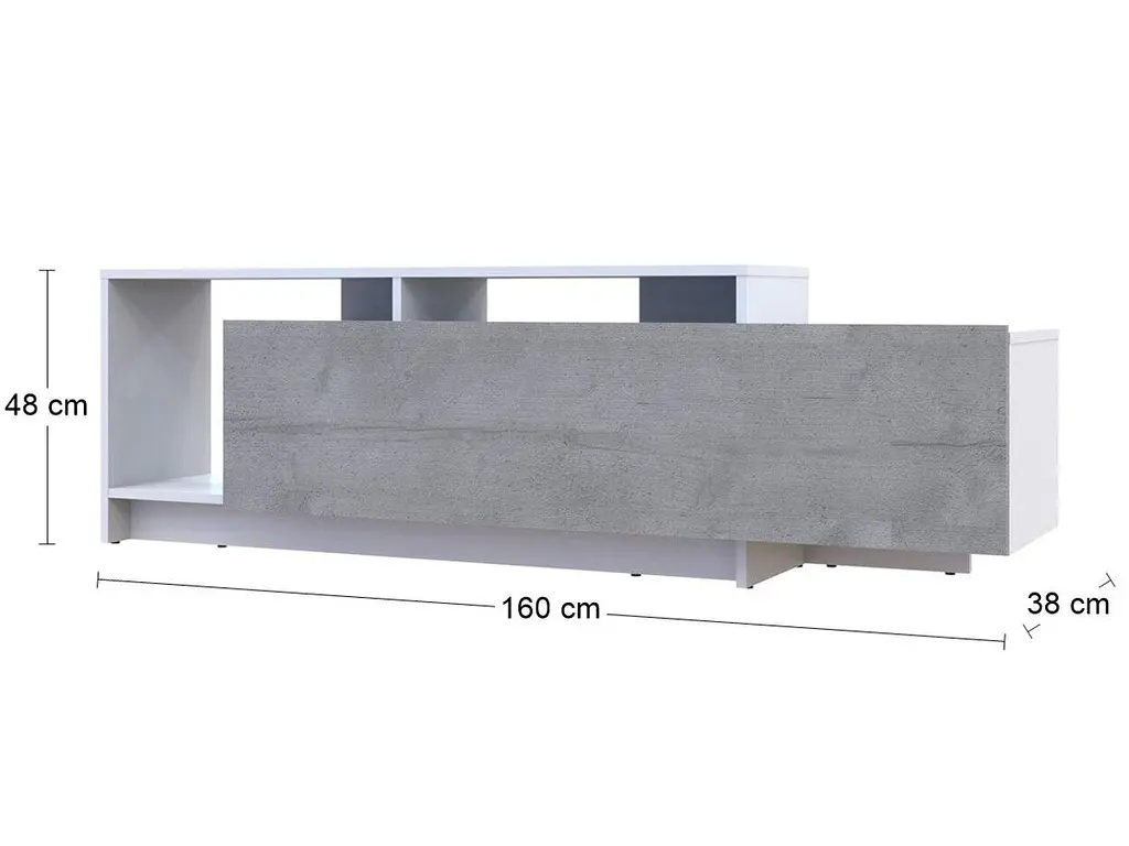 Стінка у вітальню Doros U2 Білий Бетон ДСП 160х38х48 см (41510090) - фото 4