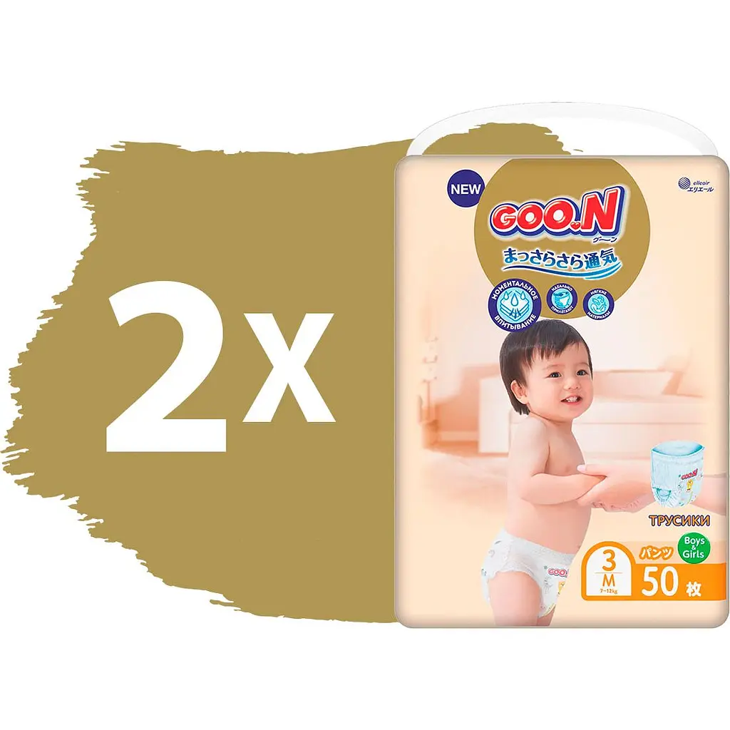 Підгузки-трусики Goo.N Premium Soft 3 (7-12 кг), 100 шт. (2 уп. х 50 шт.) - фото 2