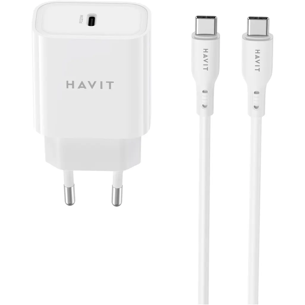 Зарядний пристрій HAVIT ST934 20W USB-C з кабелем USB-C - USB-C (HV-ST934-WH)