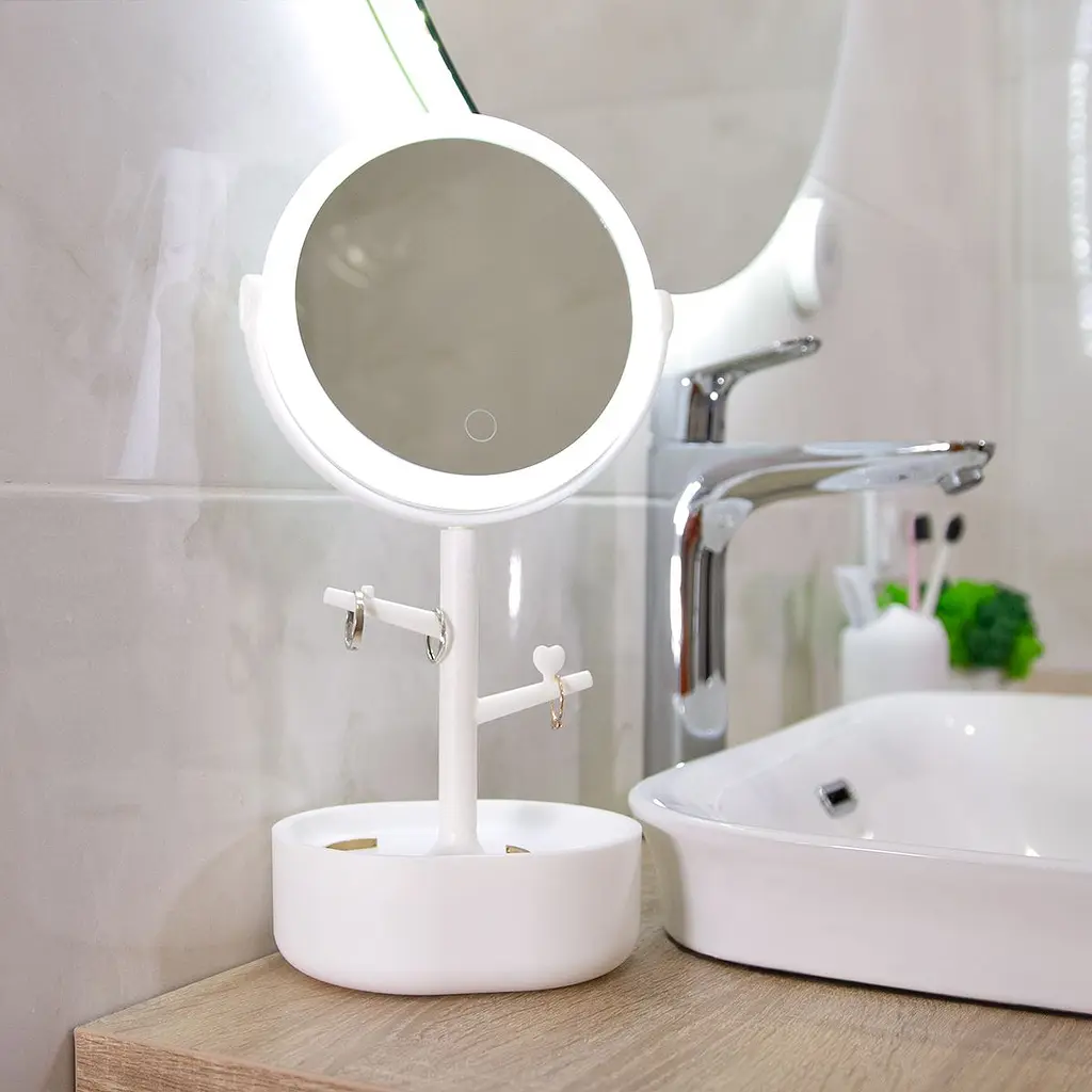 Зеркало косметическое MVM BP-37 с подсветкой и органайзером 15 см белое (BP-37 WHITE) - фото 2