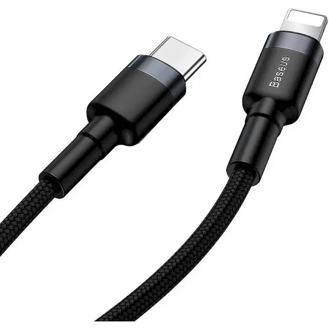 Кабель Baseus Cafule Type-C to Lightning PD 18 W 1 м CATLKLF-G1 Black-Grey (CATLKLF-G1) - фото 5
