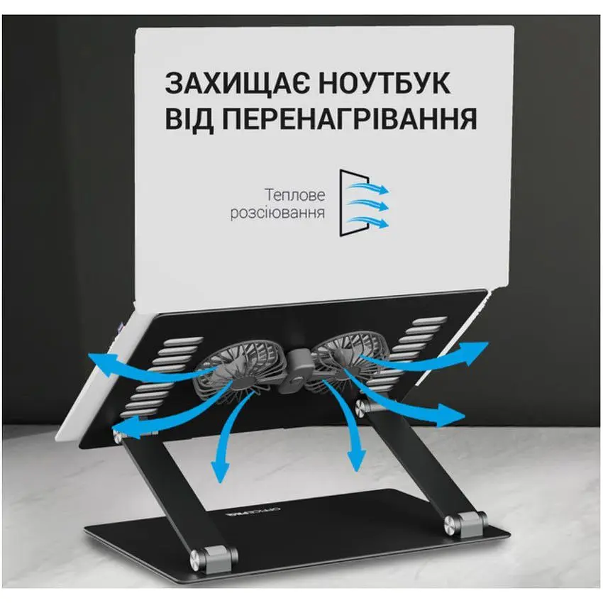 Охолоджувальна підставка для ноутбука до 15.6 дюйма OfficePro LS-122-B 2xfans Aluminum Aloy Black - фото 9