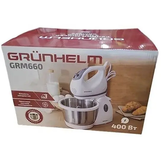 Стационарный электрический ручной миксер Grunhelm GRM 660 400 Вт кухонный с насадками - фото 8