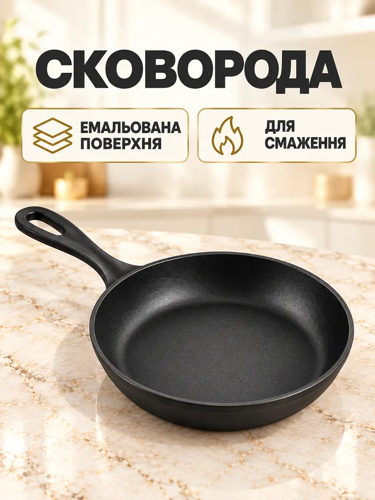 Набір чавунного посуду каструля 4.5 л та сковорода 24 см для всіх типів плит чорнийь (37261161) - фото 4