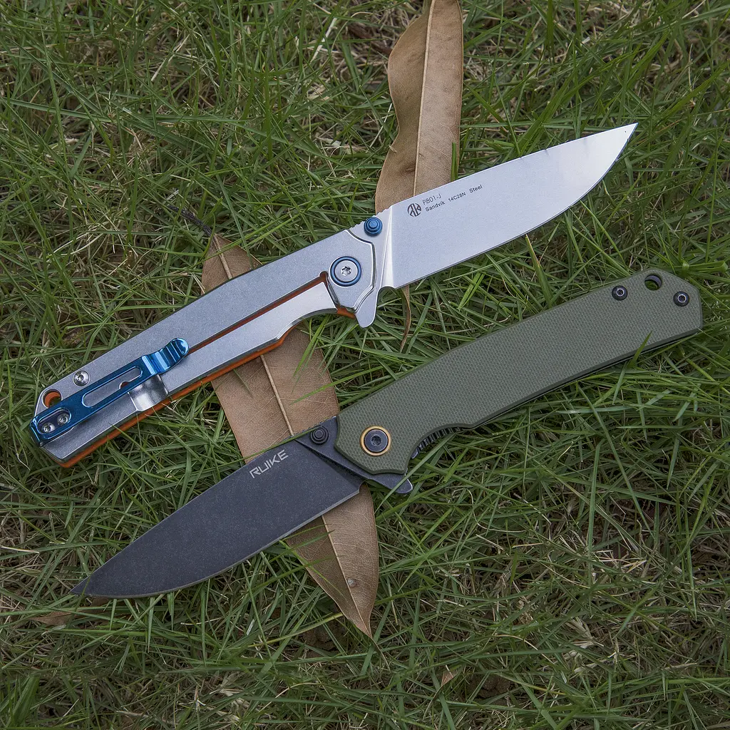 Нож складной туристический Ruike P801-G, (8.6 см) 14C28N/G10 оливковый - фото 30