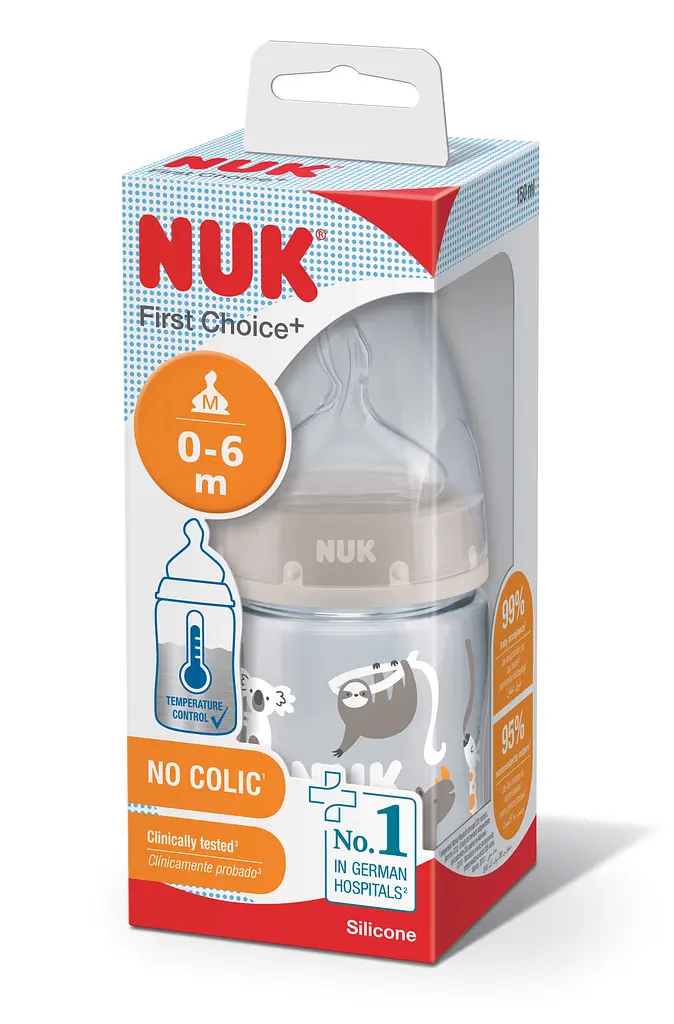 Пляшечка для годування NUK First Choice Plus Сафарі, з силіконовою соскою, 150 мл, бежевий (3952400) - фото 2