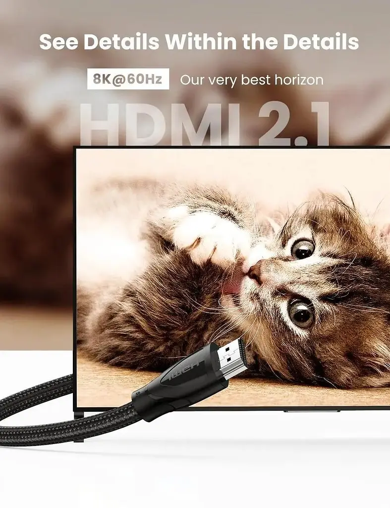 Кабель видео Ugreen HDMI 2.1 8K 3D 48Gbps HDR 1М Black (HD140) - фото 2
