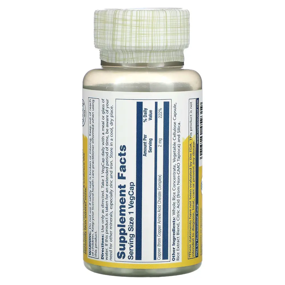 Вітаміни та мінерали Solaray Copper 2 mg, 100 капсул - фото 2