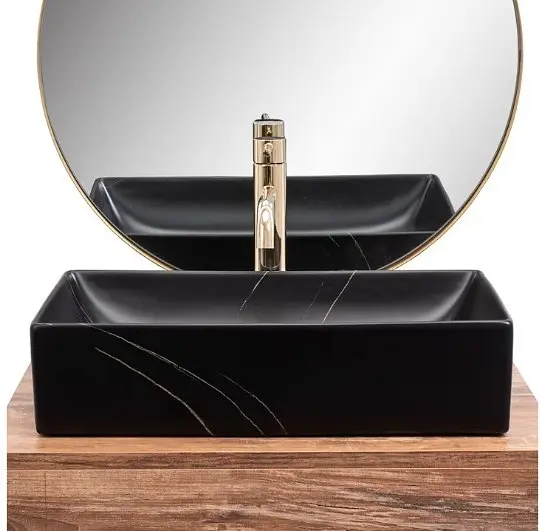 Умивальник Rea Inga 34,5x51 black marble mat (REA-U8006) - фото 6
