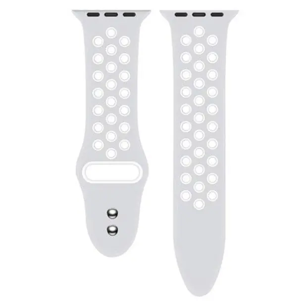 Спортивный ремешок с перфорацией Primo для Apple Watch 38 мм, 40 мм, 41 мм размер S Grey White - фото 3
