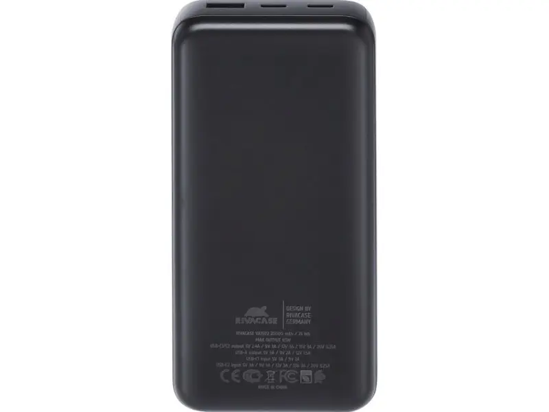 Зовнішній акумулятор (Power Bank) RIVACASE 20000mA 65W PD Black (VA1082) - фото 3