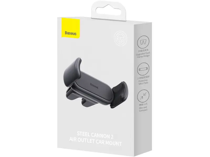 Автомобільний тримач BASEUS Steel Cannon 2 Air Outlet Car Mount Black (SUGP000001) - фото 4