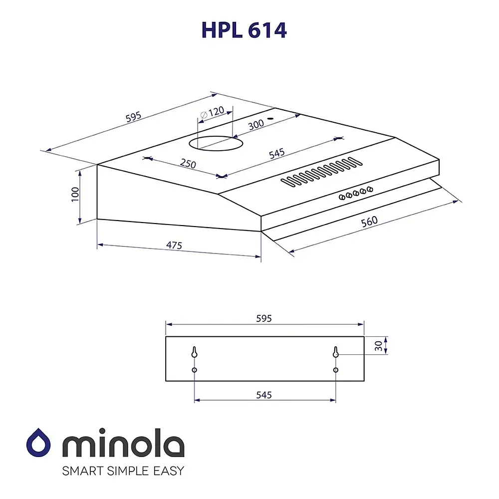 Витяжка плоска Minola HPL 614 BL - фото 11