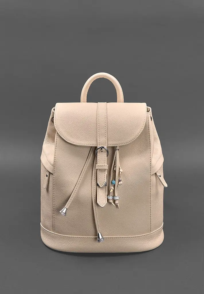 Кожаный женский рюкзак Олсен светло-бежевый - фото 3