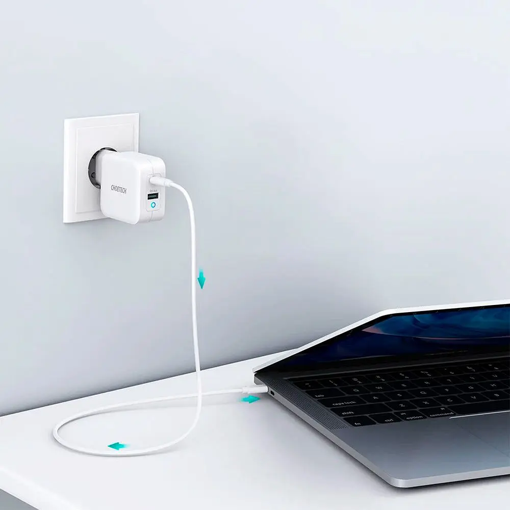 Мережевий зарядний пристрій Choetech PD 65W GaN Mini Fast Charger White (PD8002-EU-WH) [100840] - фото 3