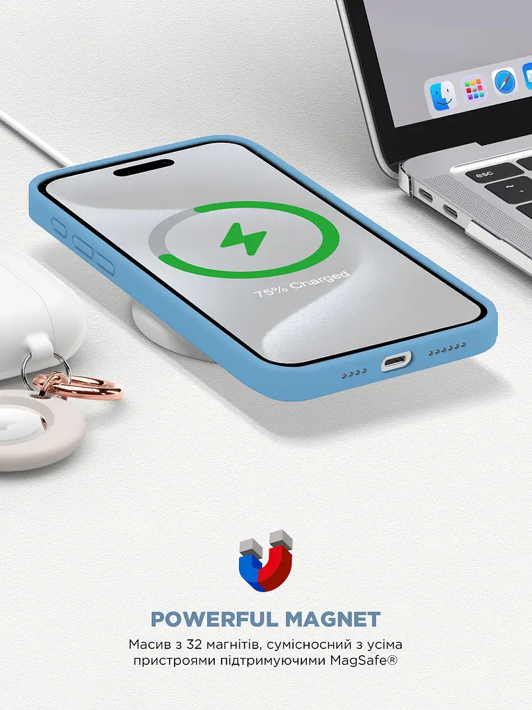 Силиконовый чехол с MagSafe для Apple iPhone 15 Pro Max, ICON2 MagCase, голубой, противоударный, панель с мягкой подкладкой, защита всего корпуса, поддержка беспроводной зарядки, совместим с защитными стеклами и пленками, ArmorStandart (ARM77016) - фото 9