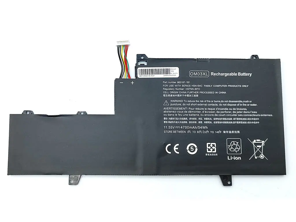 Акумулятор OM03XL для HP EliteBook X360 1030 G2 (HSTNN-IB70, 863280-855) (11.55V 4700 mAh 54Wh) - фото 2