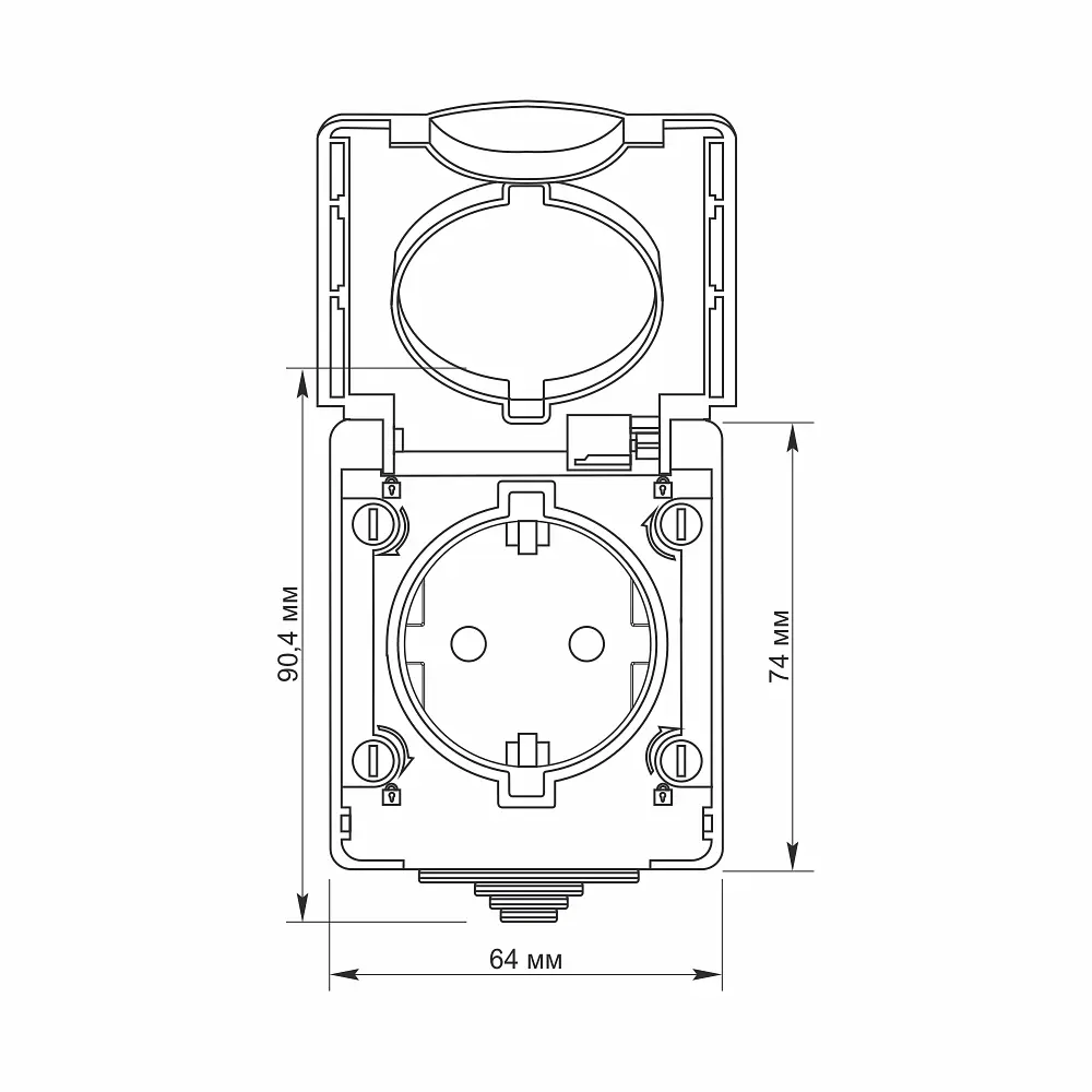 IP65 Розетка зовнішня одинарна із заземленням сіра VIDEX BINERA VIDEX (25185-000) - фото 4